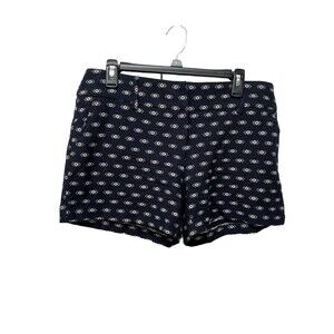 Dalia Navy Southwestern Design Shorts Women's Sz 12 Cotton Preppy Batik 9.5 Rise
